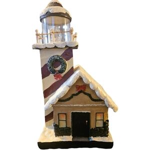 Christmas Village Lighthouse Figurine   Lighted
